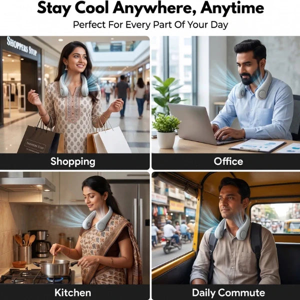 BreezeCollar™ – Wearable Neck Fan | Bladeless Hands-Free Cooling