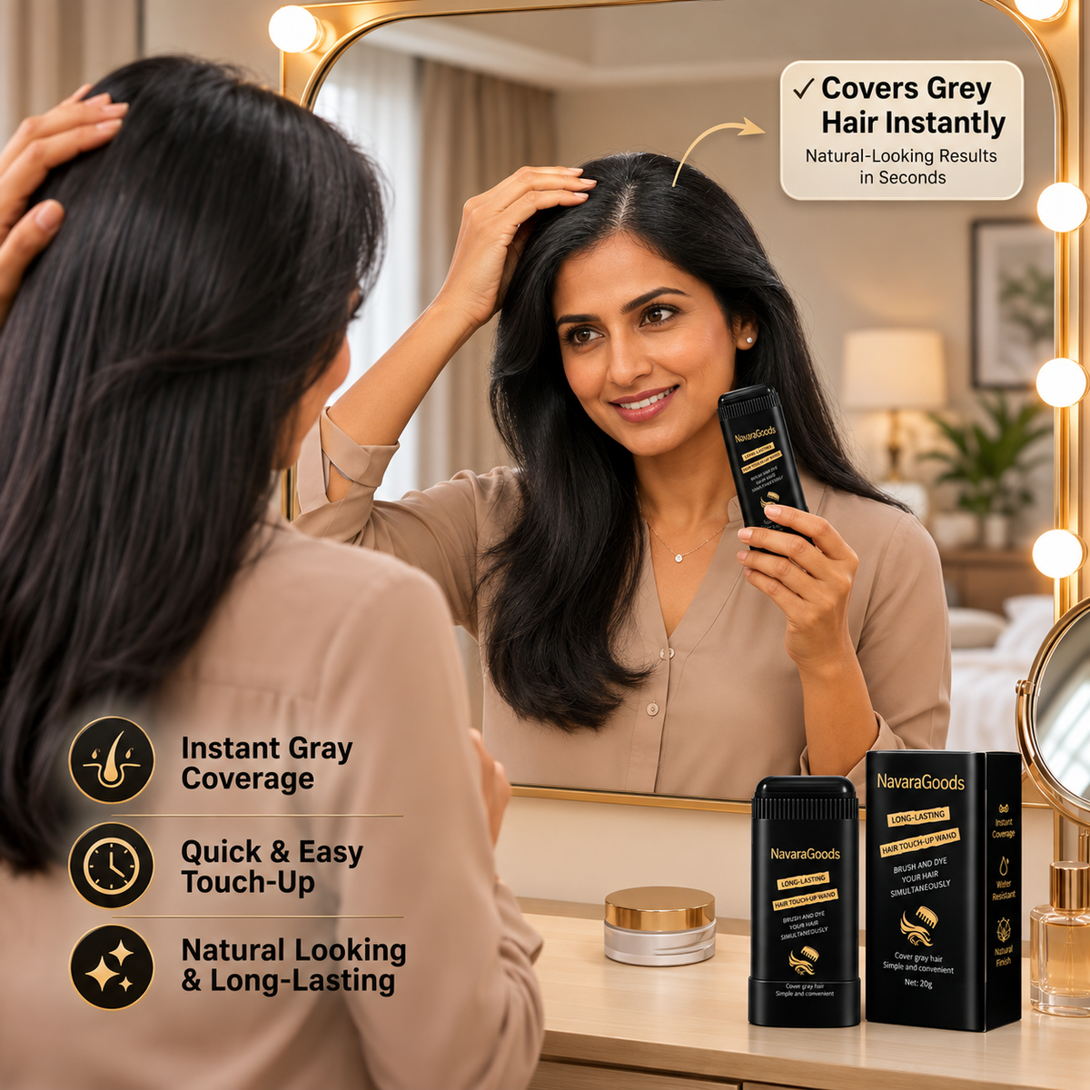 GreyGone™ – 2-in-1 Touch-Up Comb | Instant Root Filler | Sweat & Rain Proof