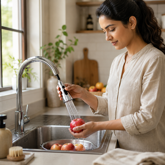 AquaFlow™ – 360° Tap Extension | Rotate, Rinse & Save Water