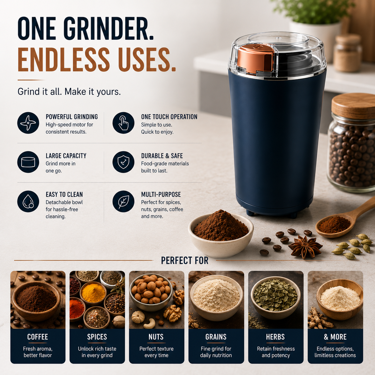 Grindora — Powerful Precision, Fresh Flavor in Seconds
