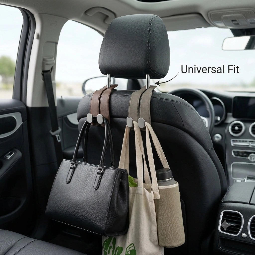 CarHook Pro™ — Car Seat Headrest Hook | Dual Bag Holder | Snap-On, No Tools
