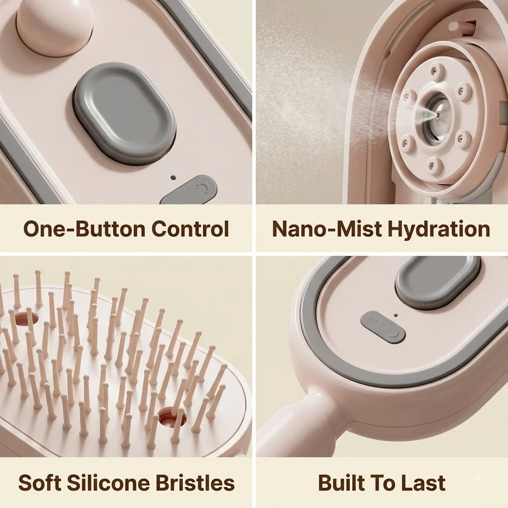 FrizzGone™ — 5-Minute Steam Styling Brush | Tames Bed Head & Frizz | Gentle Air-Padded Massage