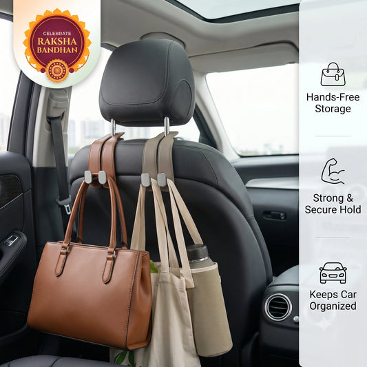 CarHook Pro™ — Car Seat Headrest Hook | Dual Bag Holder | Snap-On, No Tools