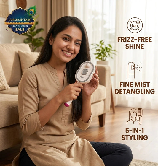 FrizzGone™ — 5-Minute Steam Styling Brush | Tames Bed Head & Frizz | Gentle Air-Padded Massage