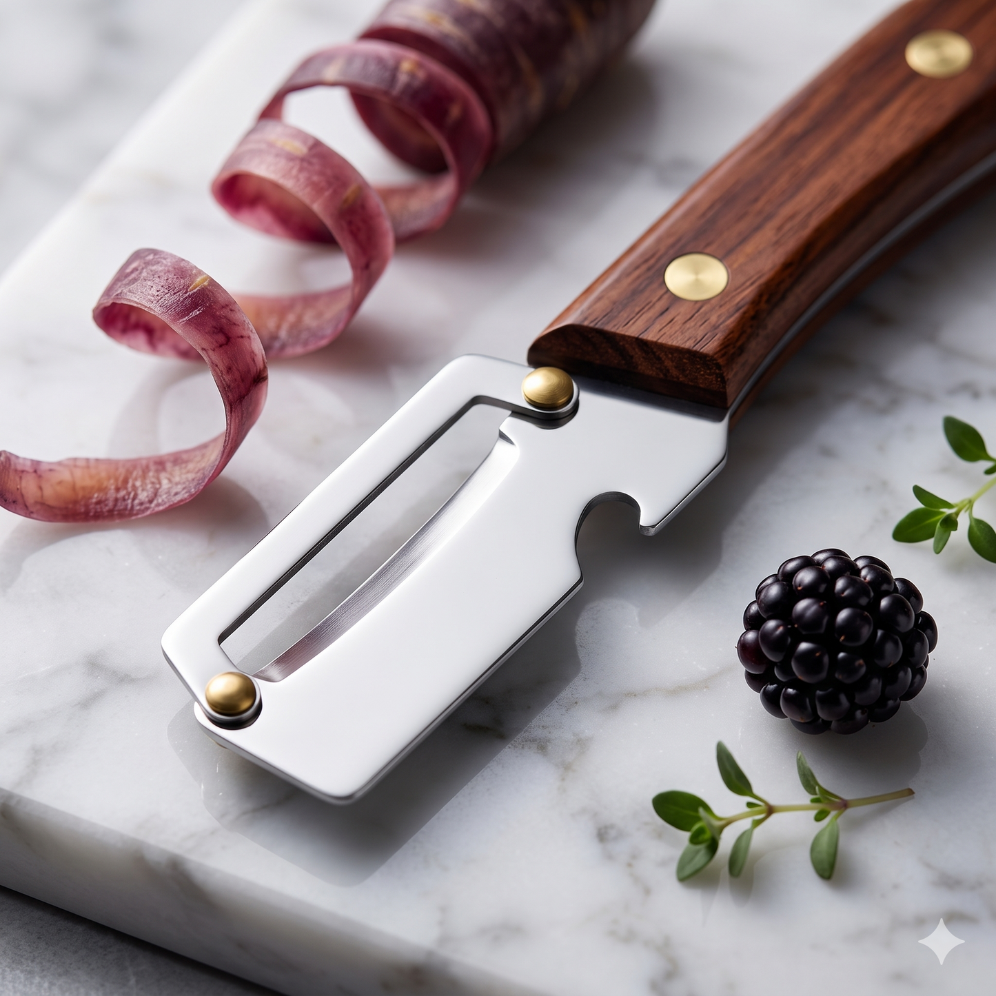 PeelEdge™ – Ultra-Sharp Multi-Function Peeler | Solid Wood Handle | Bottle Opener | For Hard Veggies & Fruit