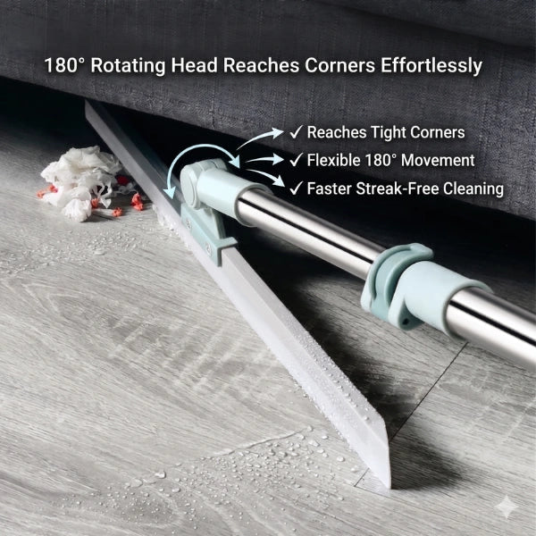 AquaSweep — Multipurpose Floor Wiper | 180° Rotating Silicone Blade | Wet & Dry Use
