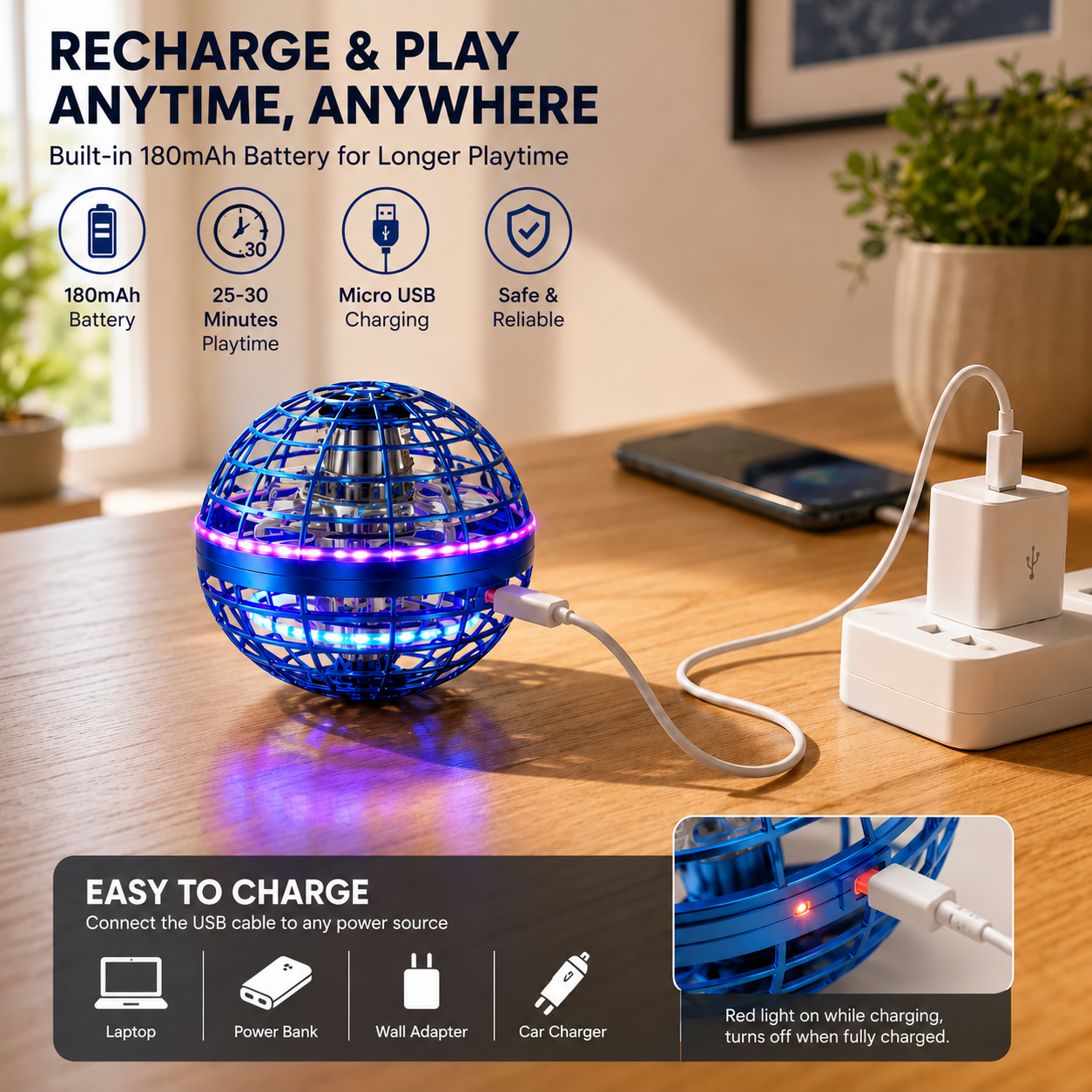 AeroOrb  —  LED Hover Ball – Gesture-Controlled Flying Toy