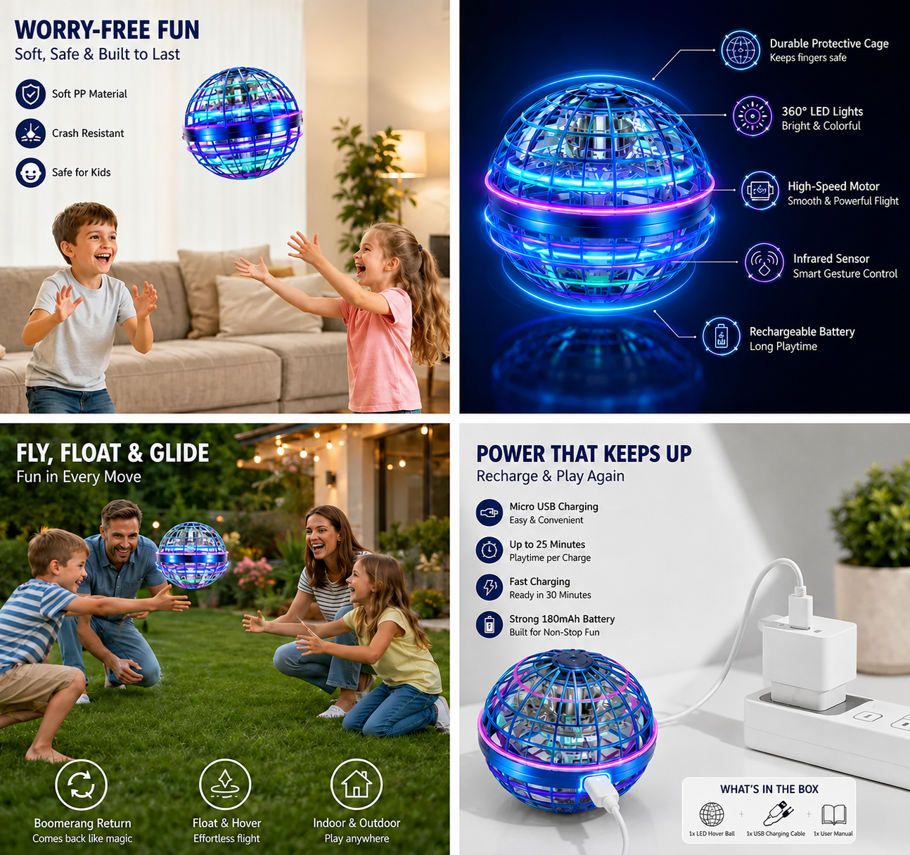 AeroOrb  —  LED Hover Ball – Gesture-Controlled Flying Toy