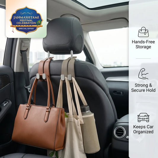 Bag Hang™ — Car Seat Headrest Hook | Dual Bag Holder | Snap-On, No Tools